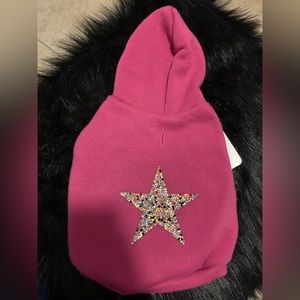 NWT Top Paw pink hooded top with gold blinged star on back, Size Small